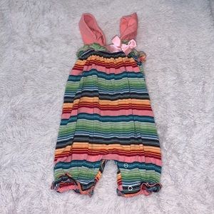 Kickee pants 3-6 month striped overalls/ romper bamboo